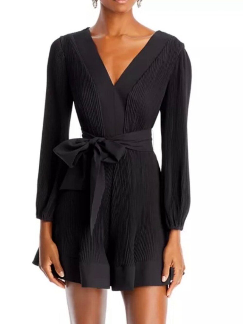 NWT Milly Liv Belted Pleated Black Mini Dress. Size 2